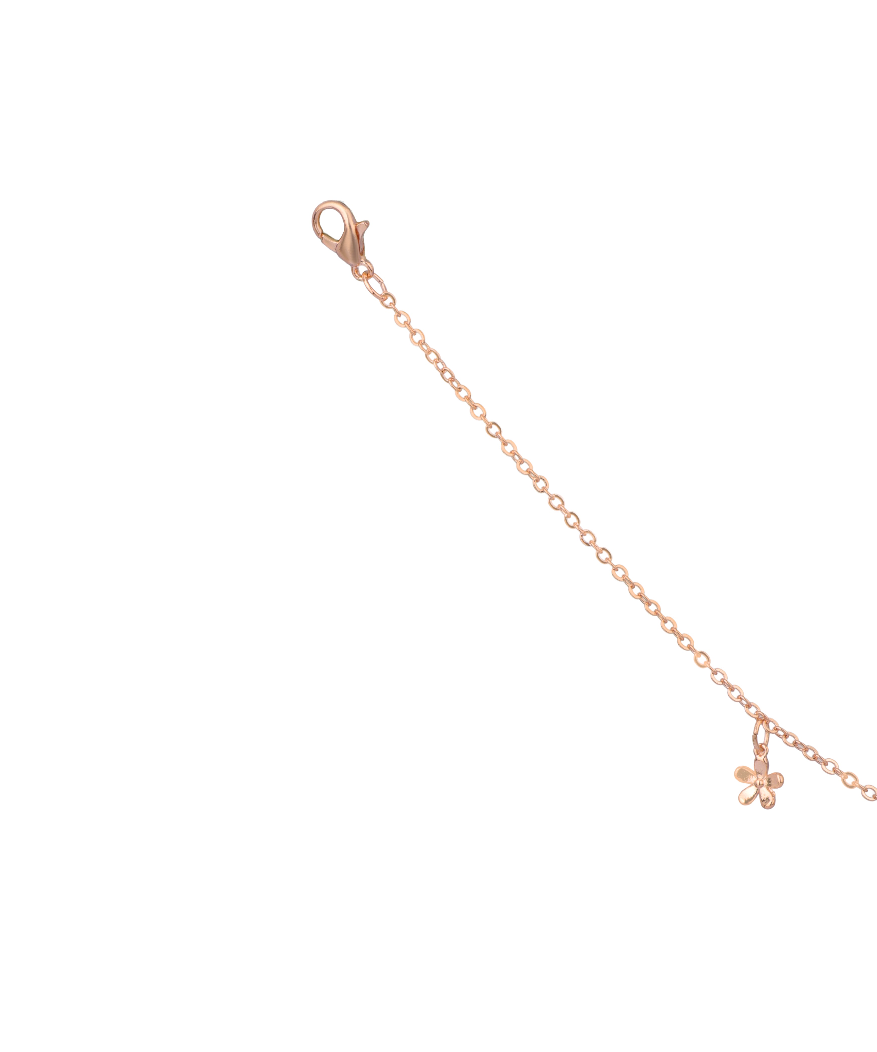 Floral Charm Drop Anklet in Gold-Tone Finish | Stylika