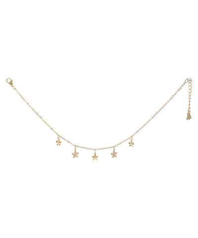 Floral Charm Drop Anklet in Gold-Tone Finish | Stylika
