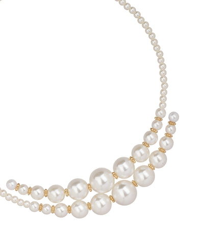 Double Layered Faux Pearl Statement Necklace | Stylika
