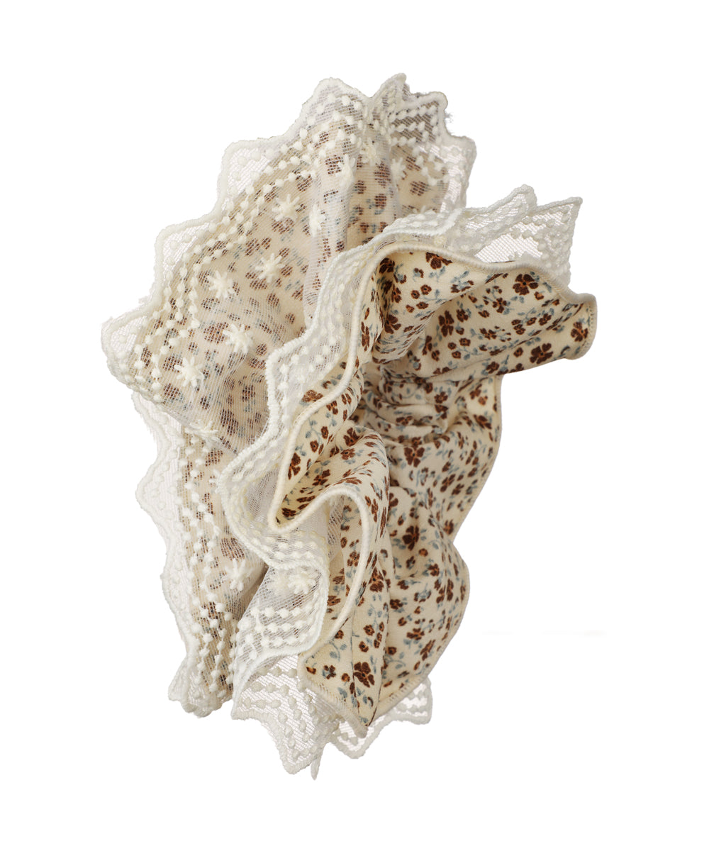 Floral Lace Trim Hair Scrunchie | STYLIKA