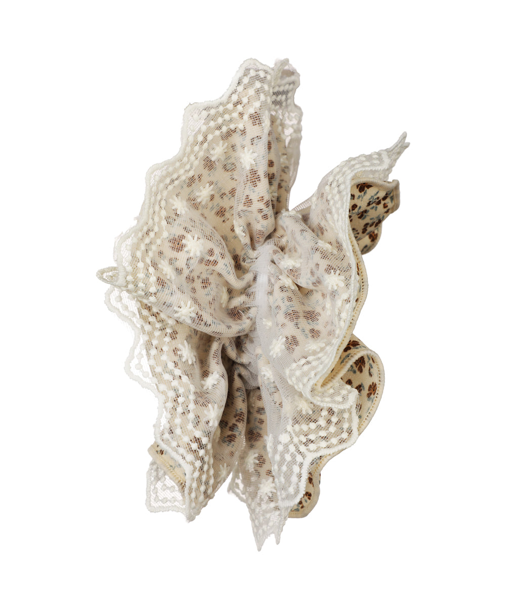Floral Lace Trim Hair Scrunchie | STYLIKA
