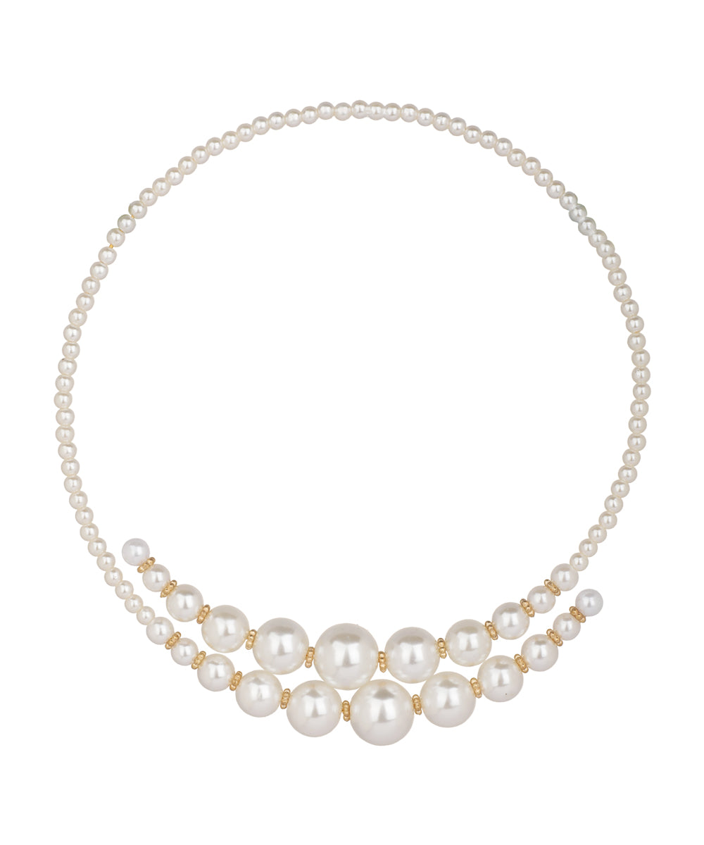 Double Layered Faux Pearl Statement Necklace | Stylika