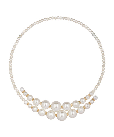 Double Layered Faux Pearl Statement Necklace | Stylika