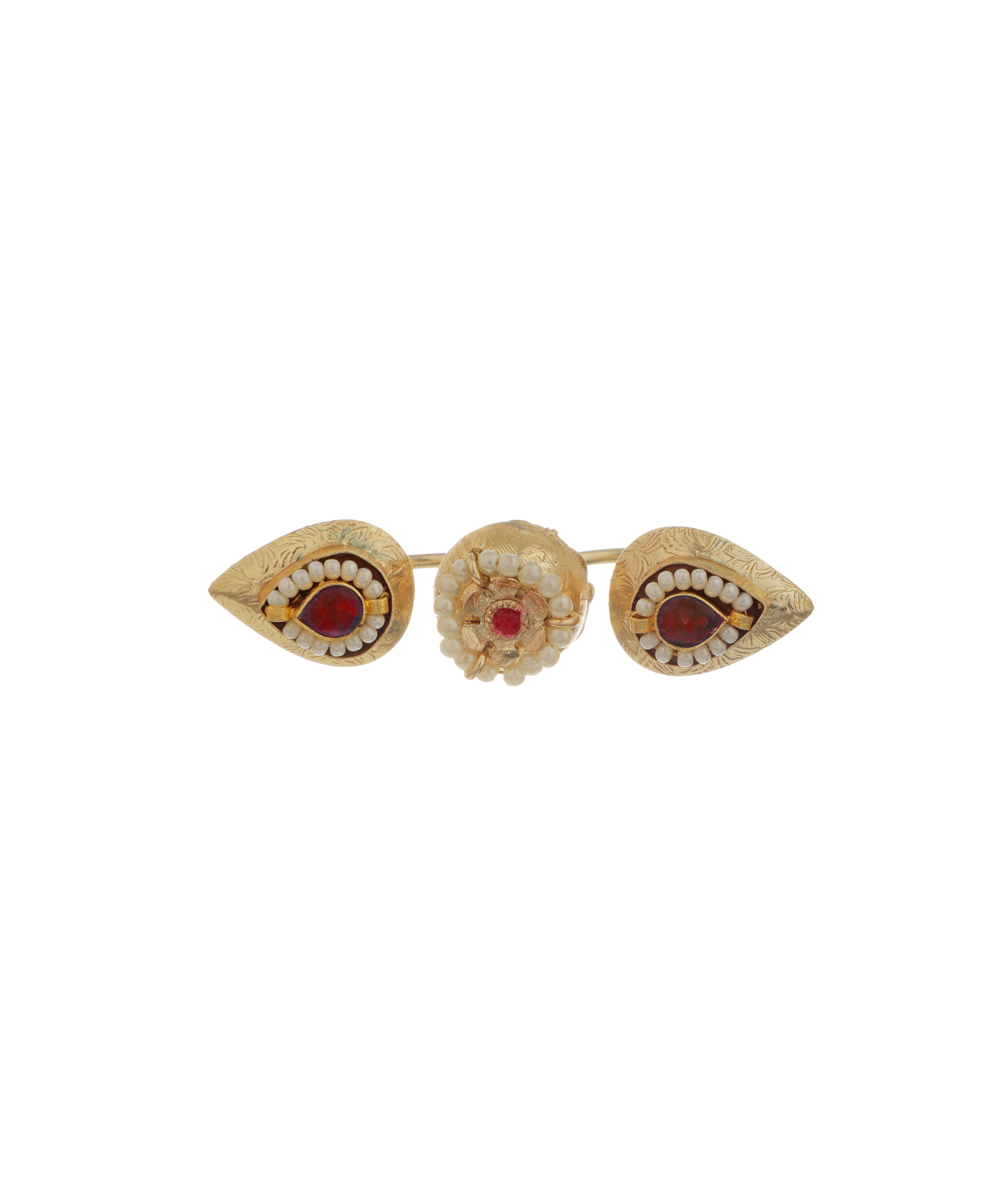 Floral Teardrop Ethnic Double Finger Ring | Stylika