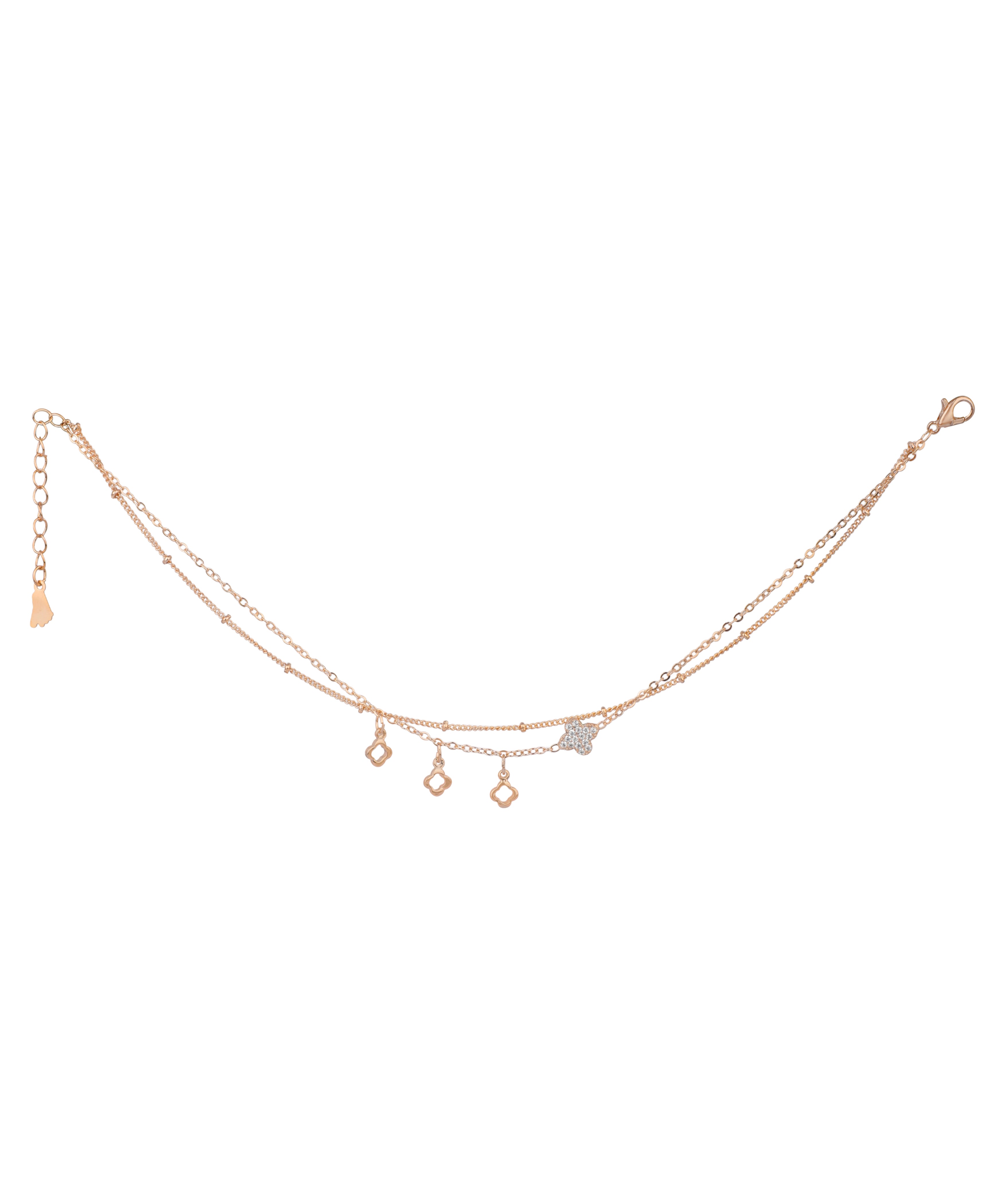 Layered Clover Charm Anklet | Stylika