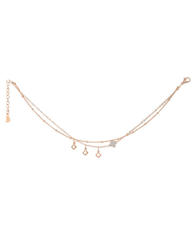 Layered Clover Charm Anklet | Stylika