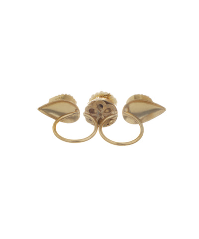 Floral Teardrop Ethnic Double Finger Ring | Stylika