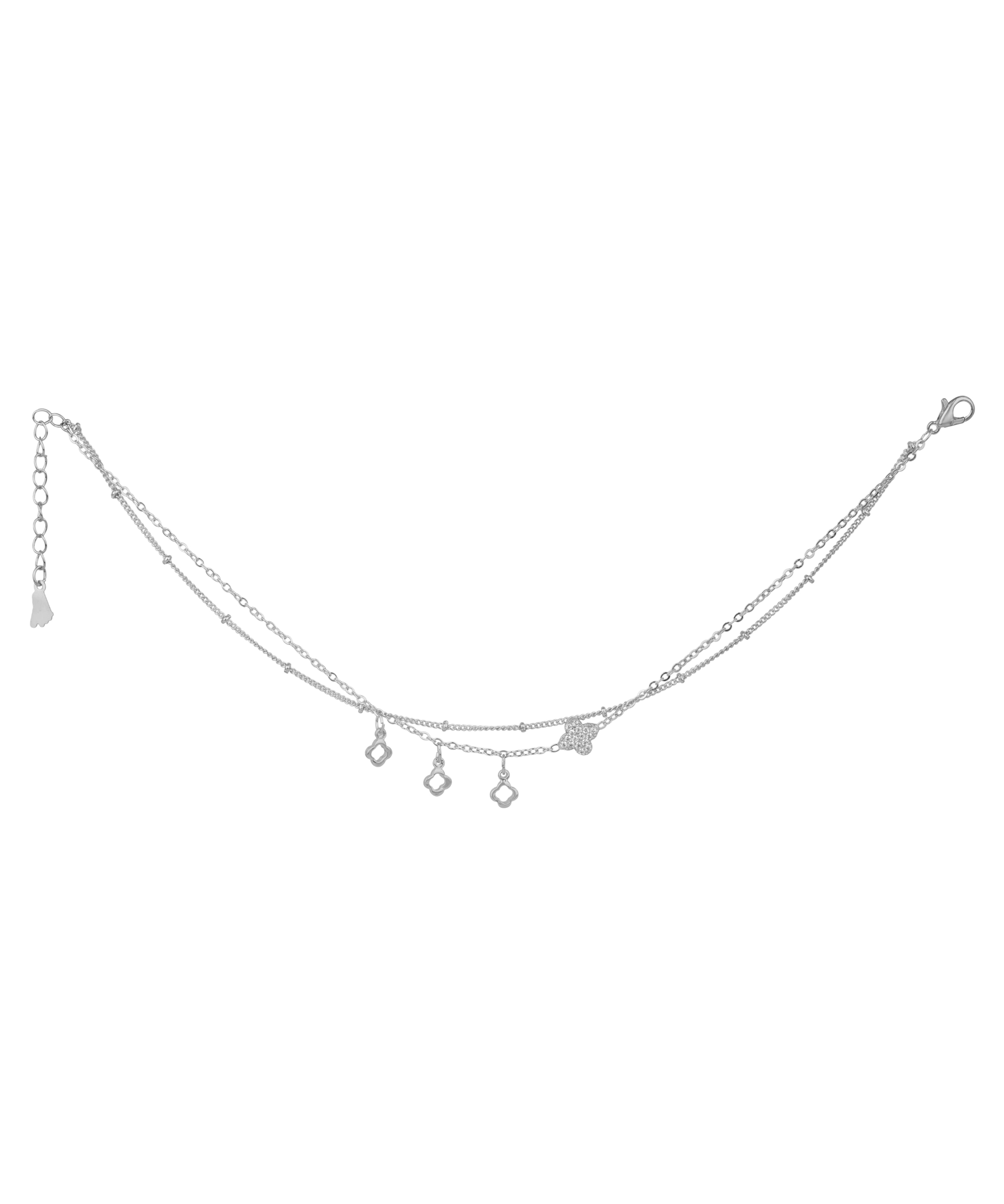 Layered Clover Charm Anklet | Stylika