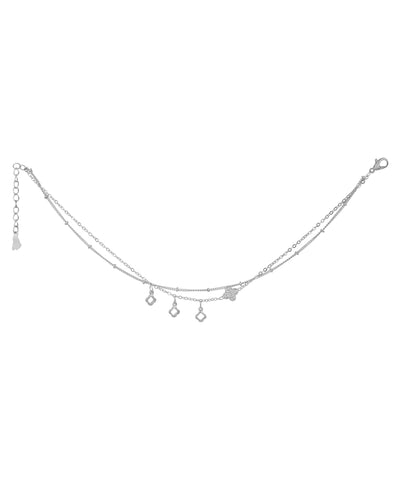 Layered Clover Charm Anklet | Stylika