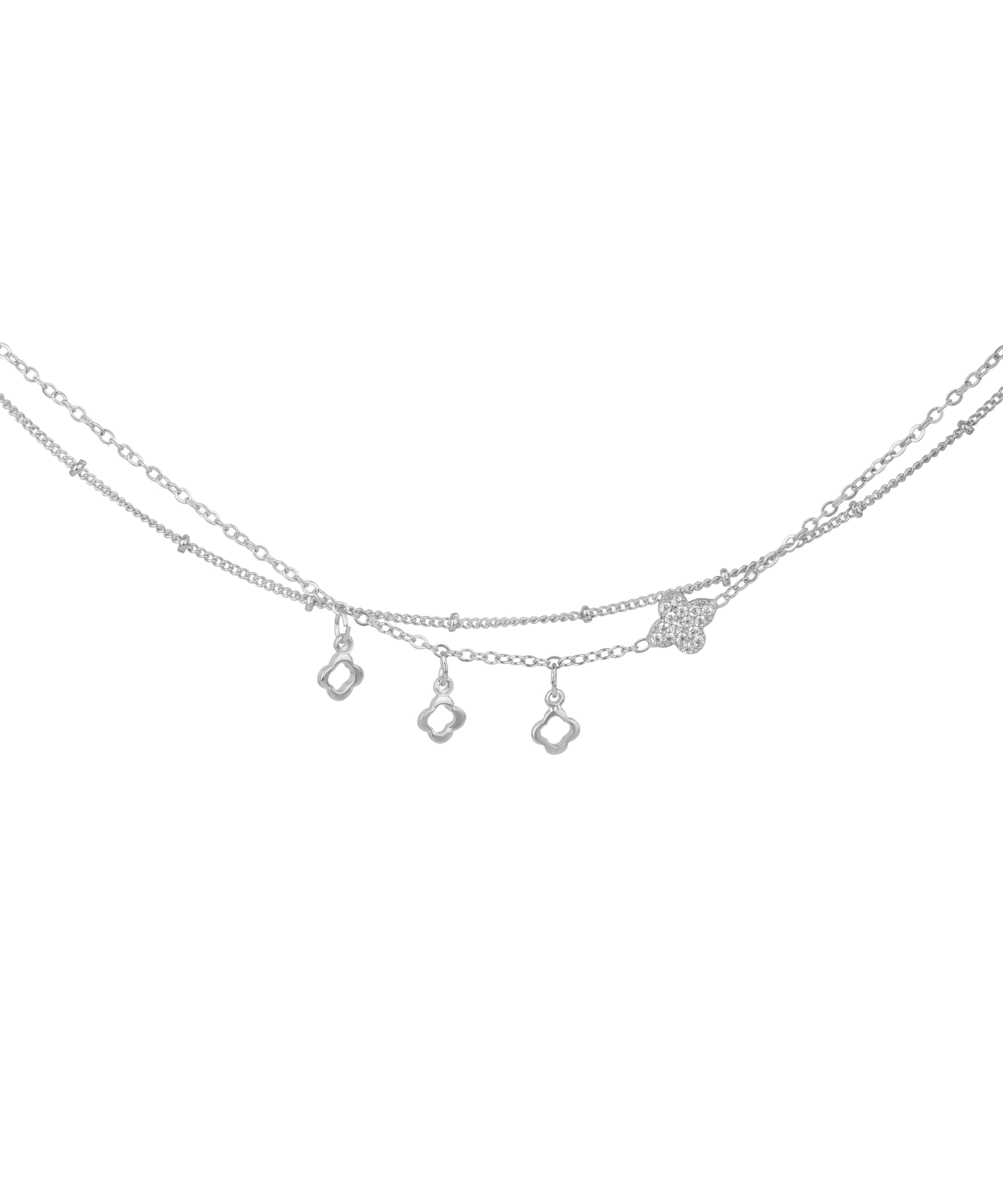 Layered Clover Charm Anklet | Stylika