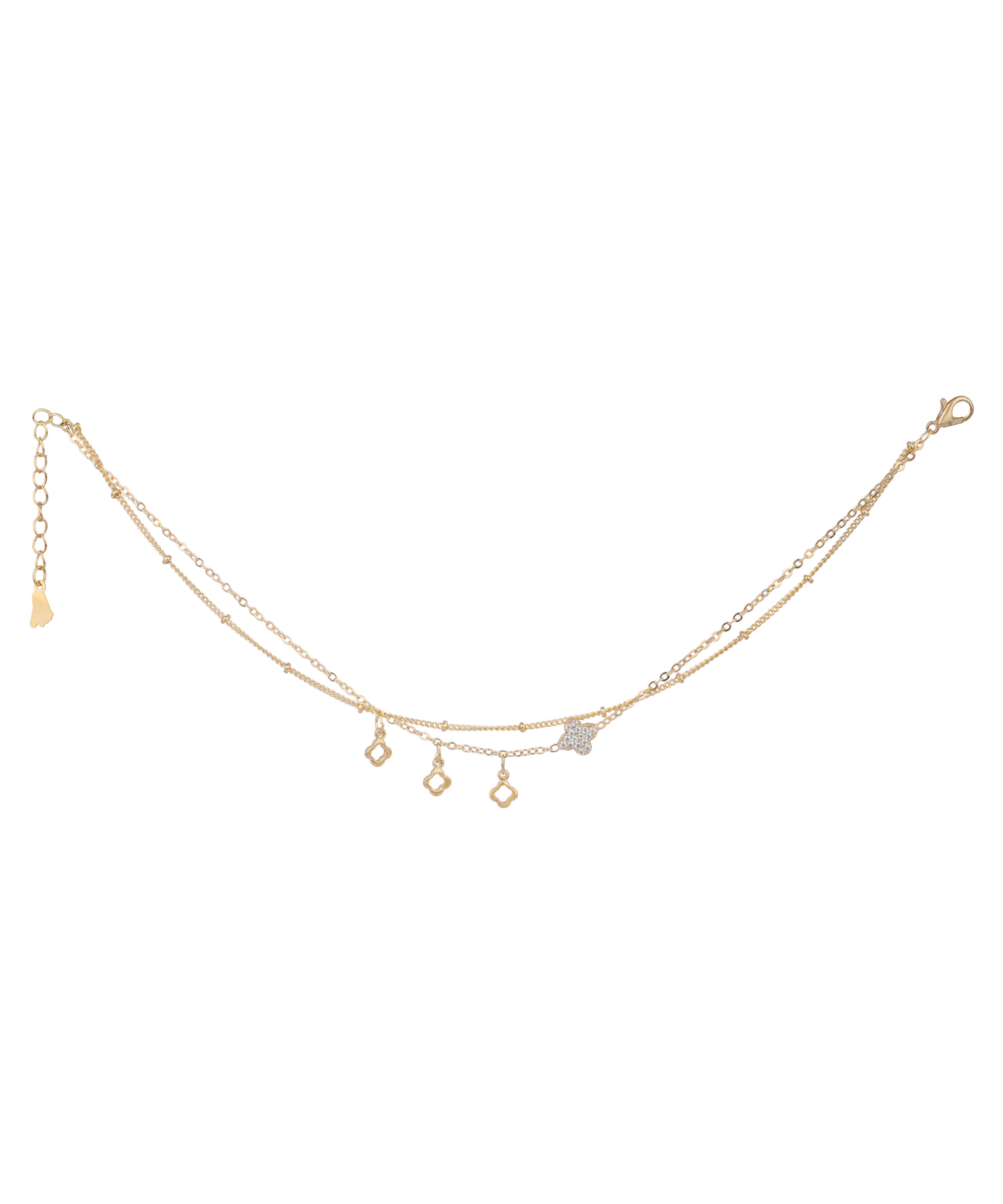 Layered Clover Charm Anklet | Stylika