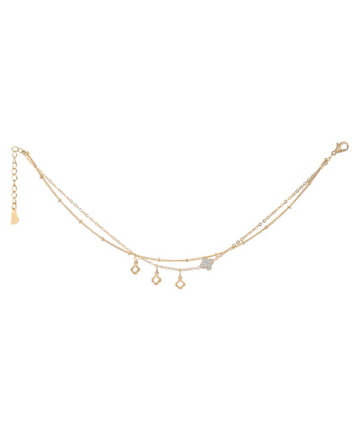 Layered Clover Charm Anklet | Stylika