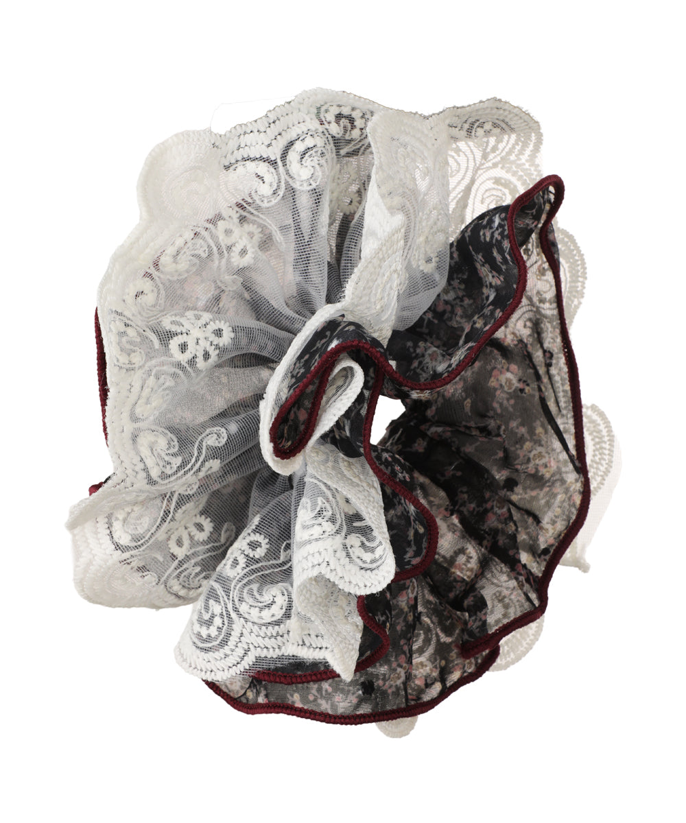 Floral Lace Trim Hair Scrunchie | STYLIKA