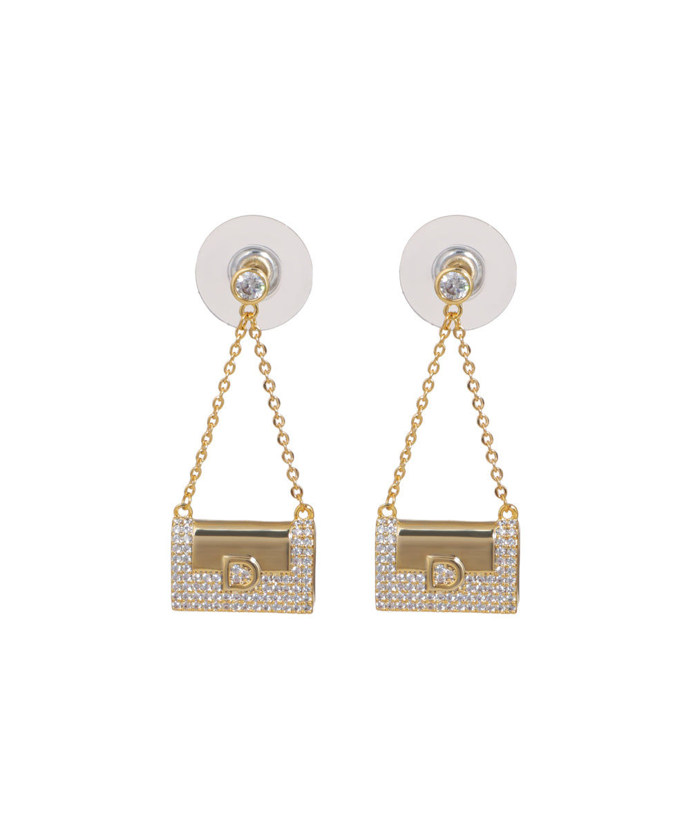 Mini Handbag Drop Earrings with Stone Detail | Stylika