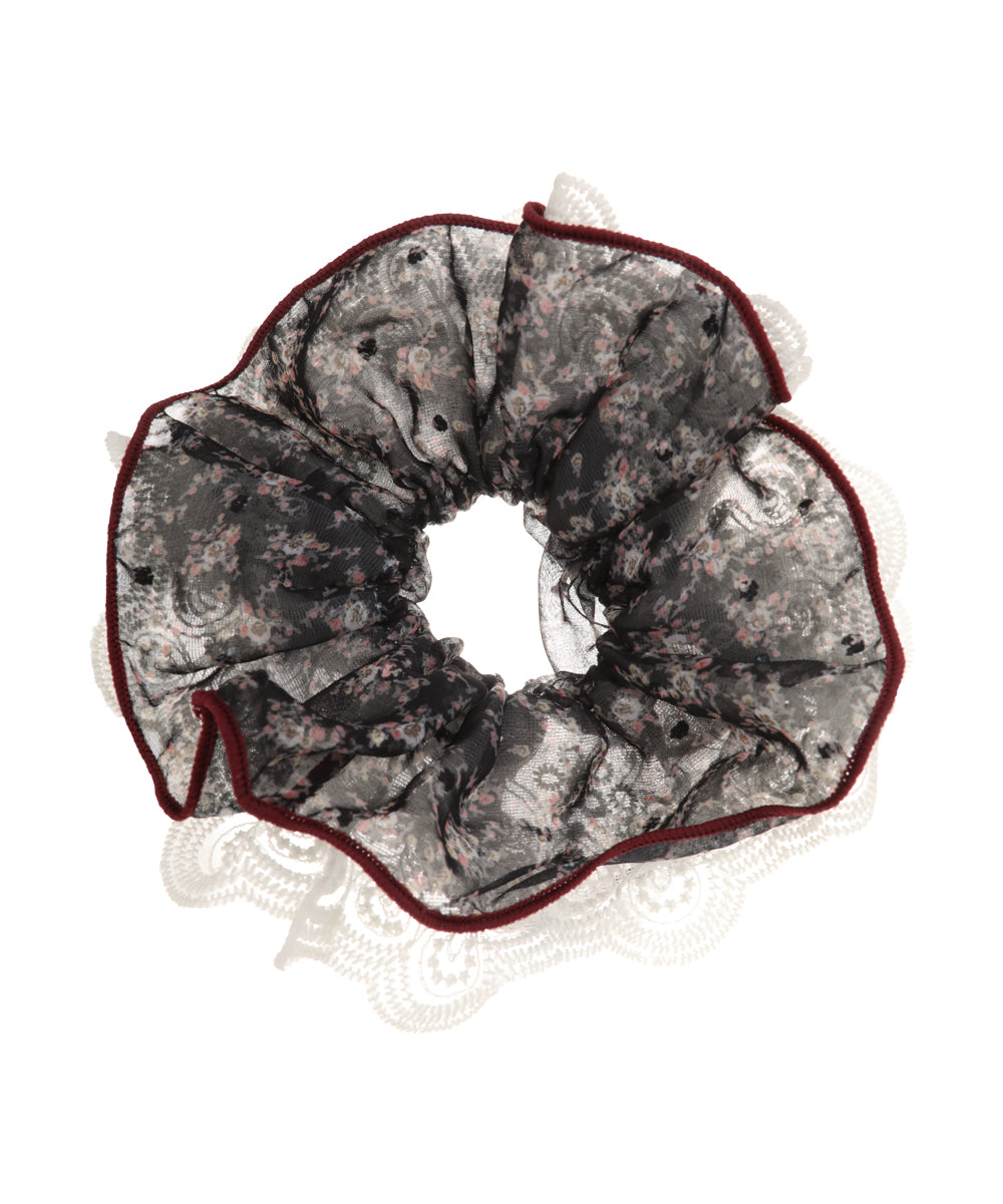 Floral Lace Trim Hair Scrunchie | STYLIKA