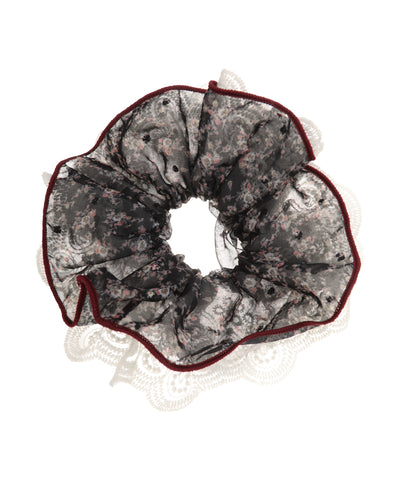 Floral Lace Trim Hair Scrunchie | STYLIKA