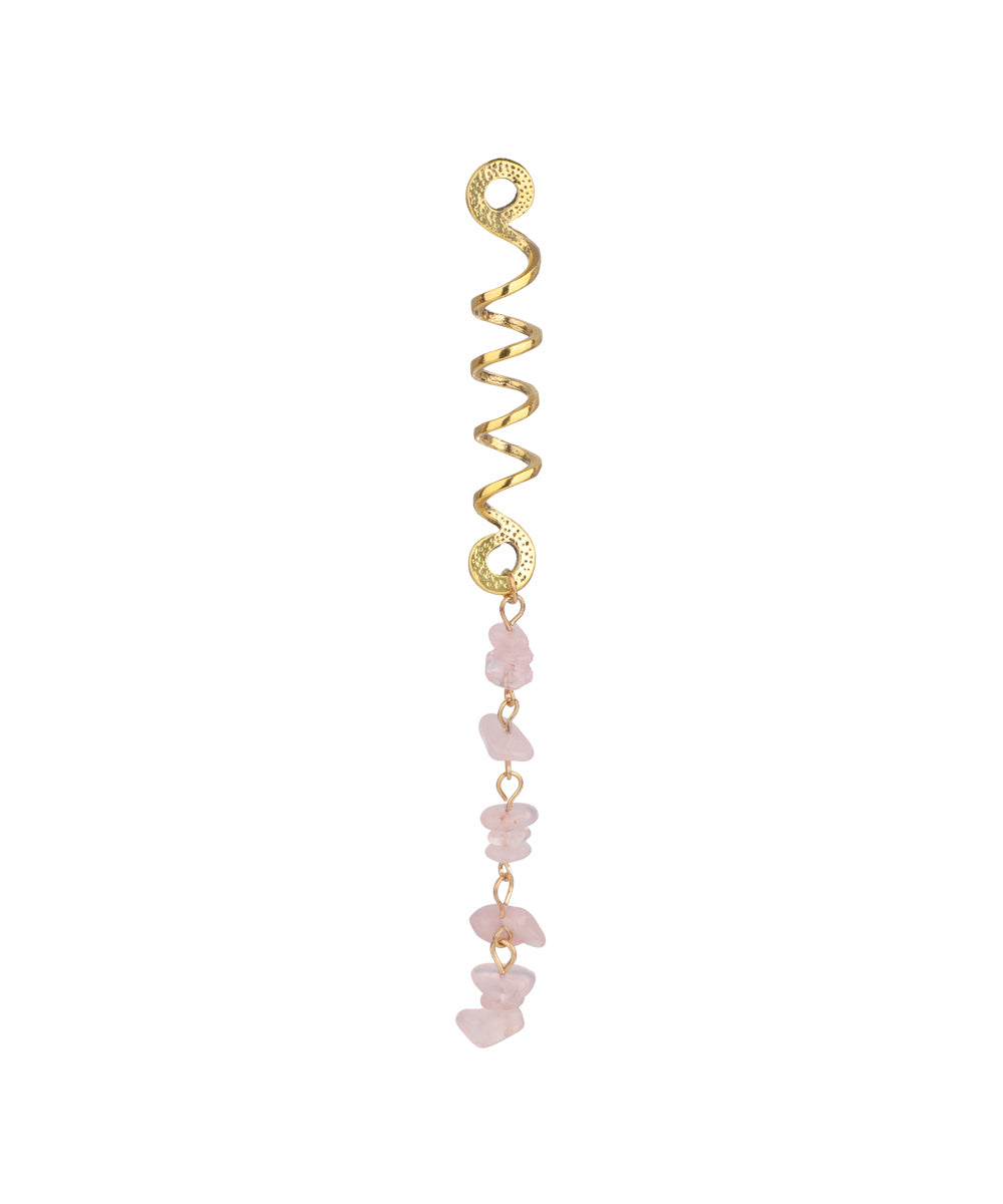 Long Spiral Pink Stone Chip Hair Braidlet | Stylika