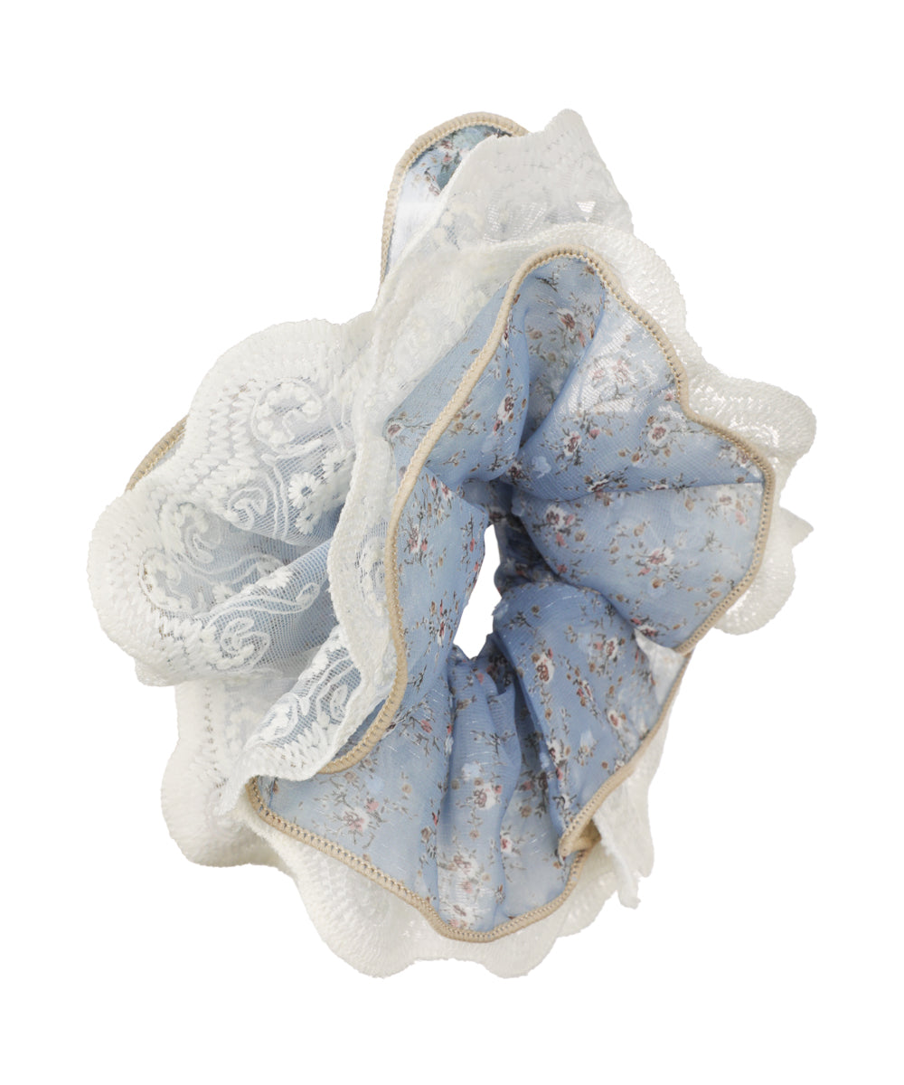 Floral Lace Trim Hair Scrunchie | STYLIKA