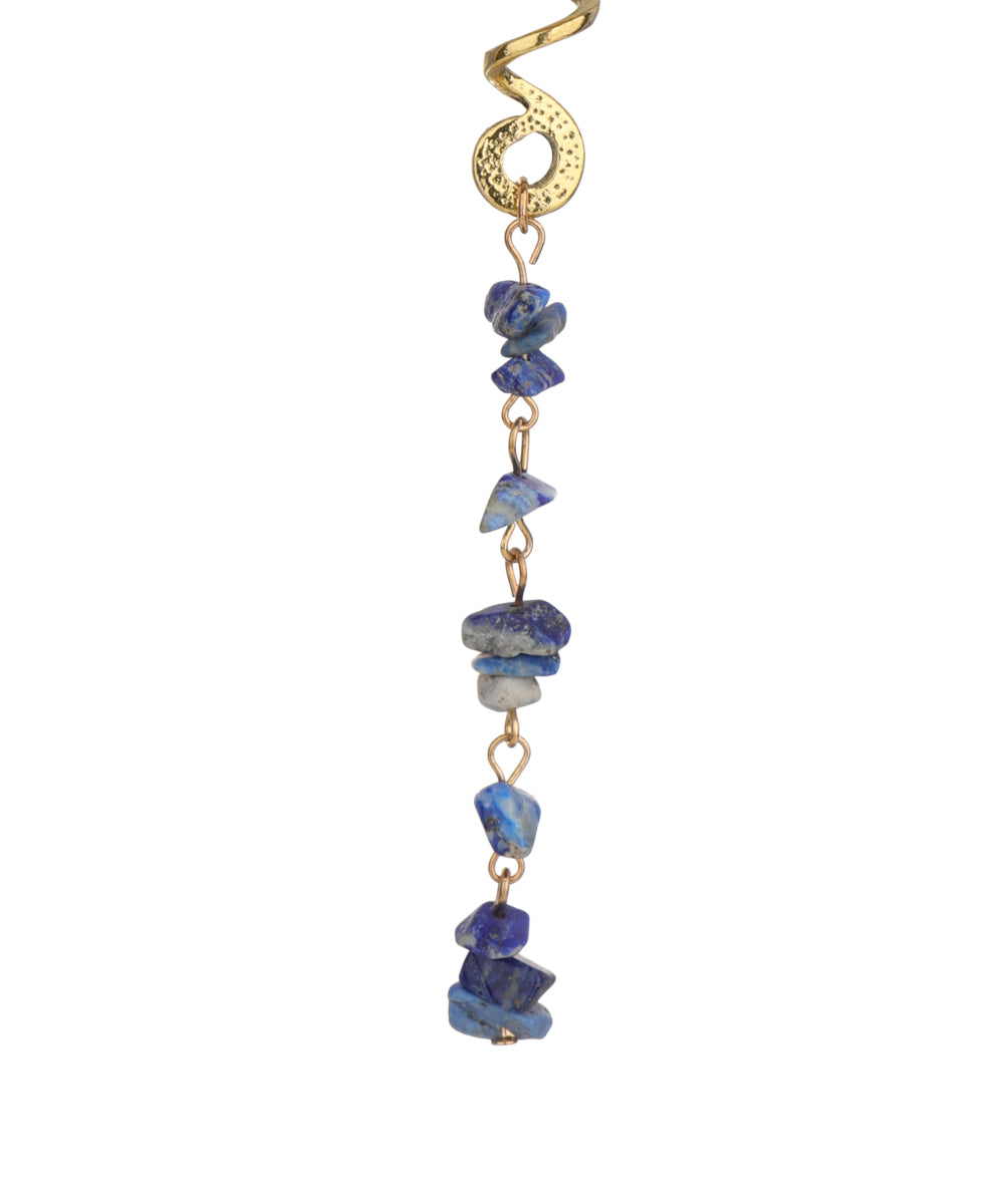 Long Spiral Blue Stone Chip Hair Braidlet | Stylika