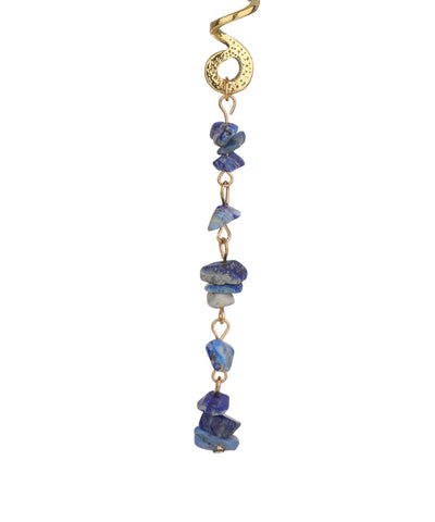 Long Spiral Blue Stone Chip Hair Braidlet | Stylika