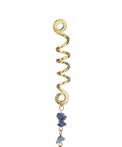 Long Spiral Blue Stone Chip Hair Braidlet | Stylika