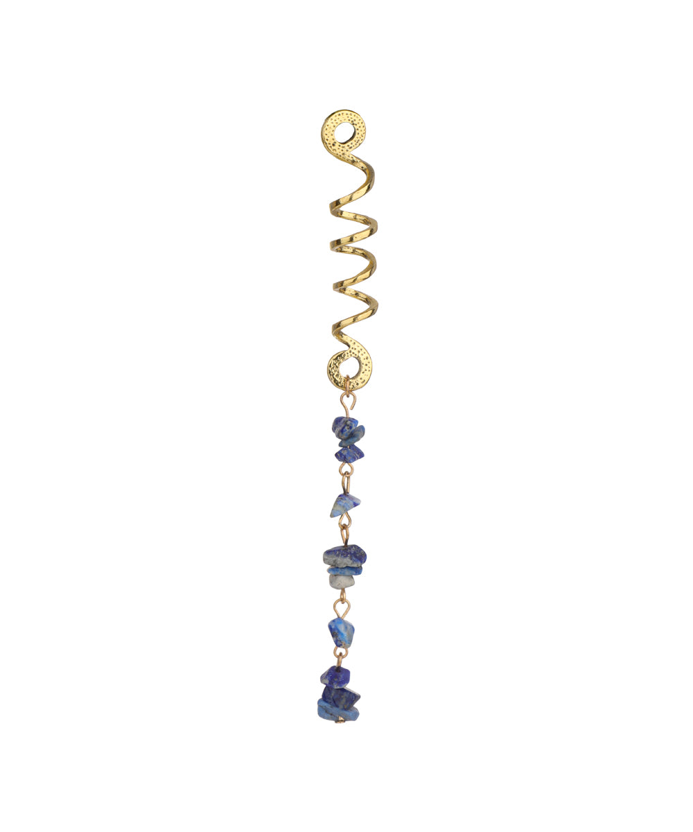 Long Spiral Blue Stone Chip Hair Braidlet | Stylika