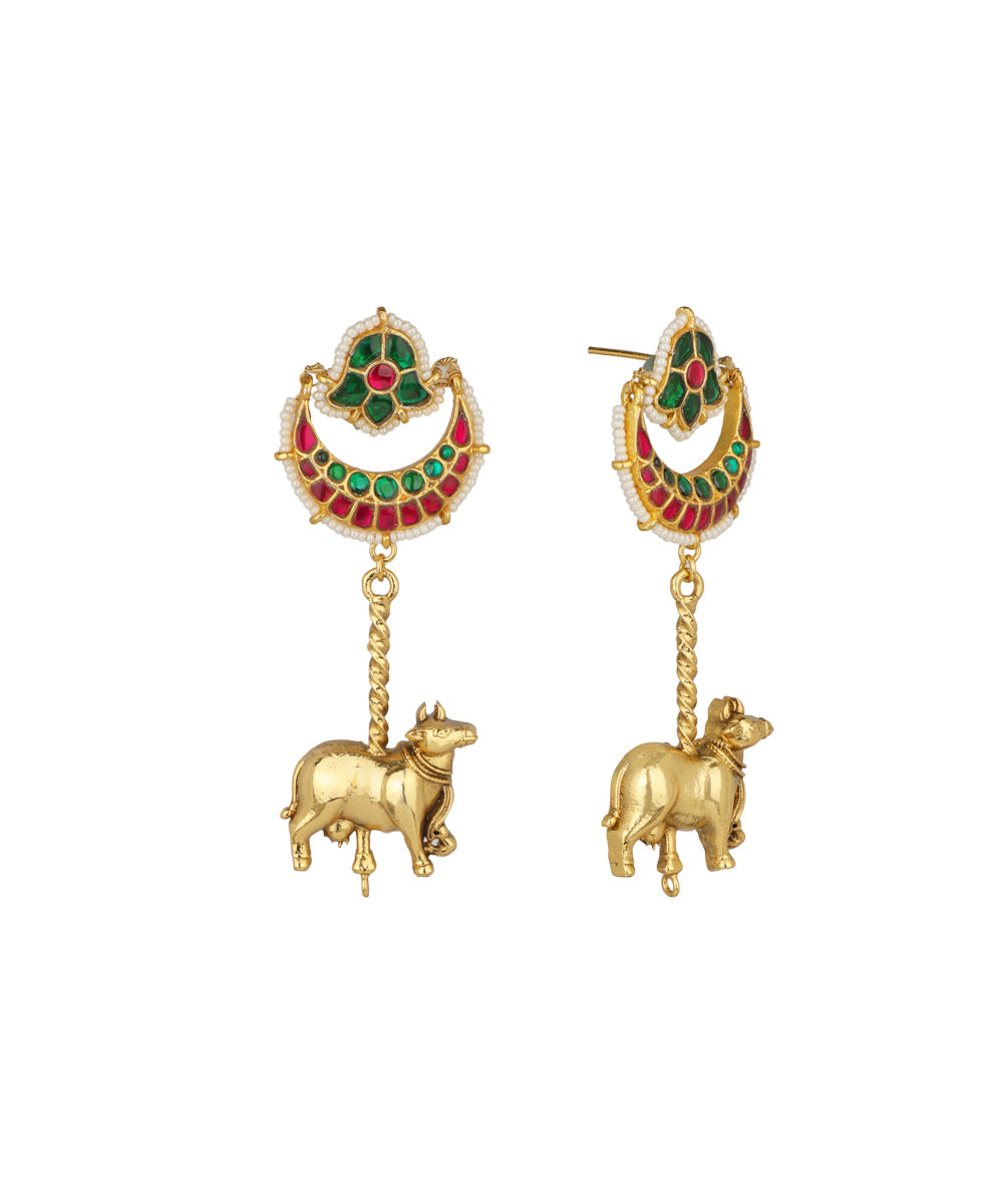 Crescent Nandi Motif Dangle Earrings | Stylika