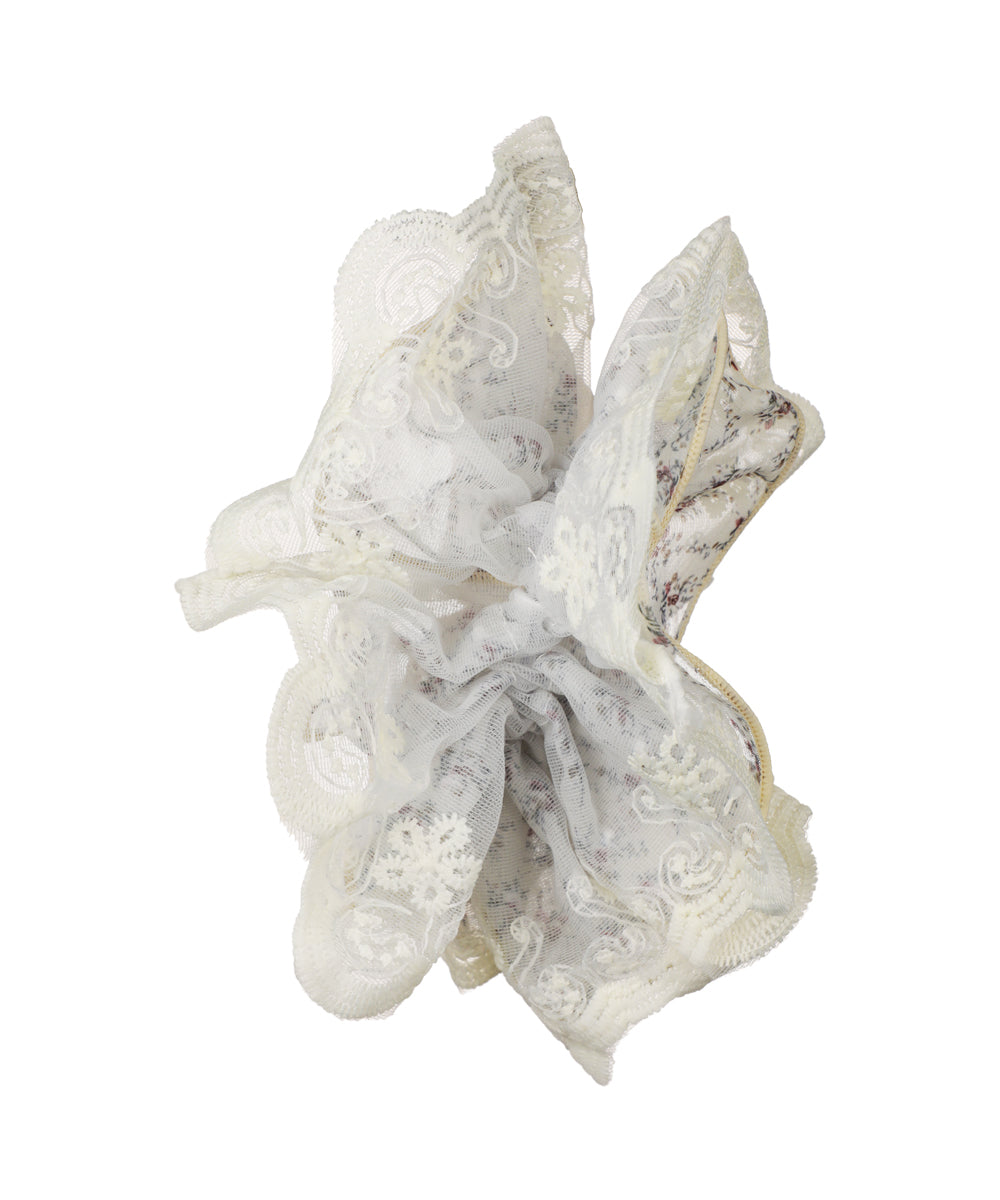 Floral Lace Trim Hair Scrunchie | STYLIKA