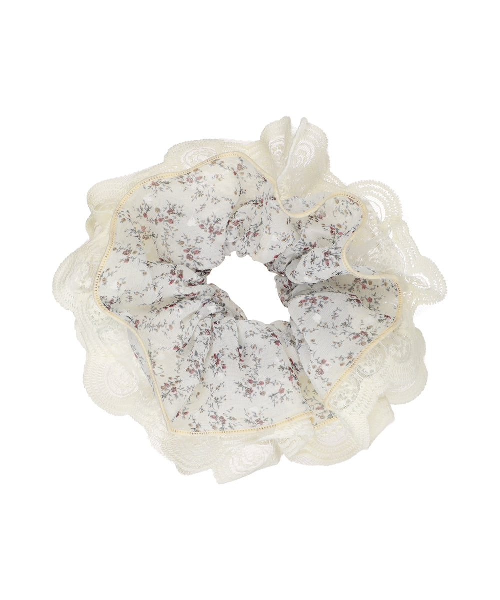 Floral Lace Trim Hair Scrunchie | STYLIKA
