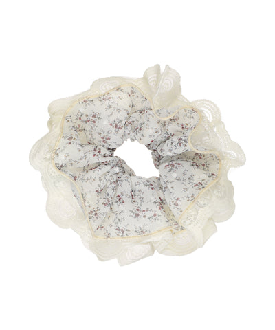 Floral Lace Trim Hair Scrunchie | STYLIKA