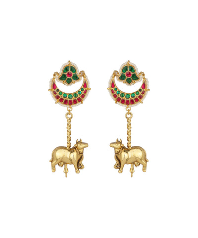 Crescent Nandi Motif Dangle Earrings | Stylika