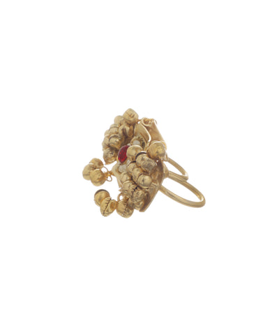 Statement Square Ethnic Double Finger Ring | Stylika