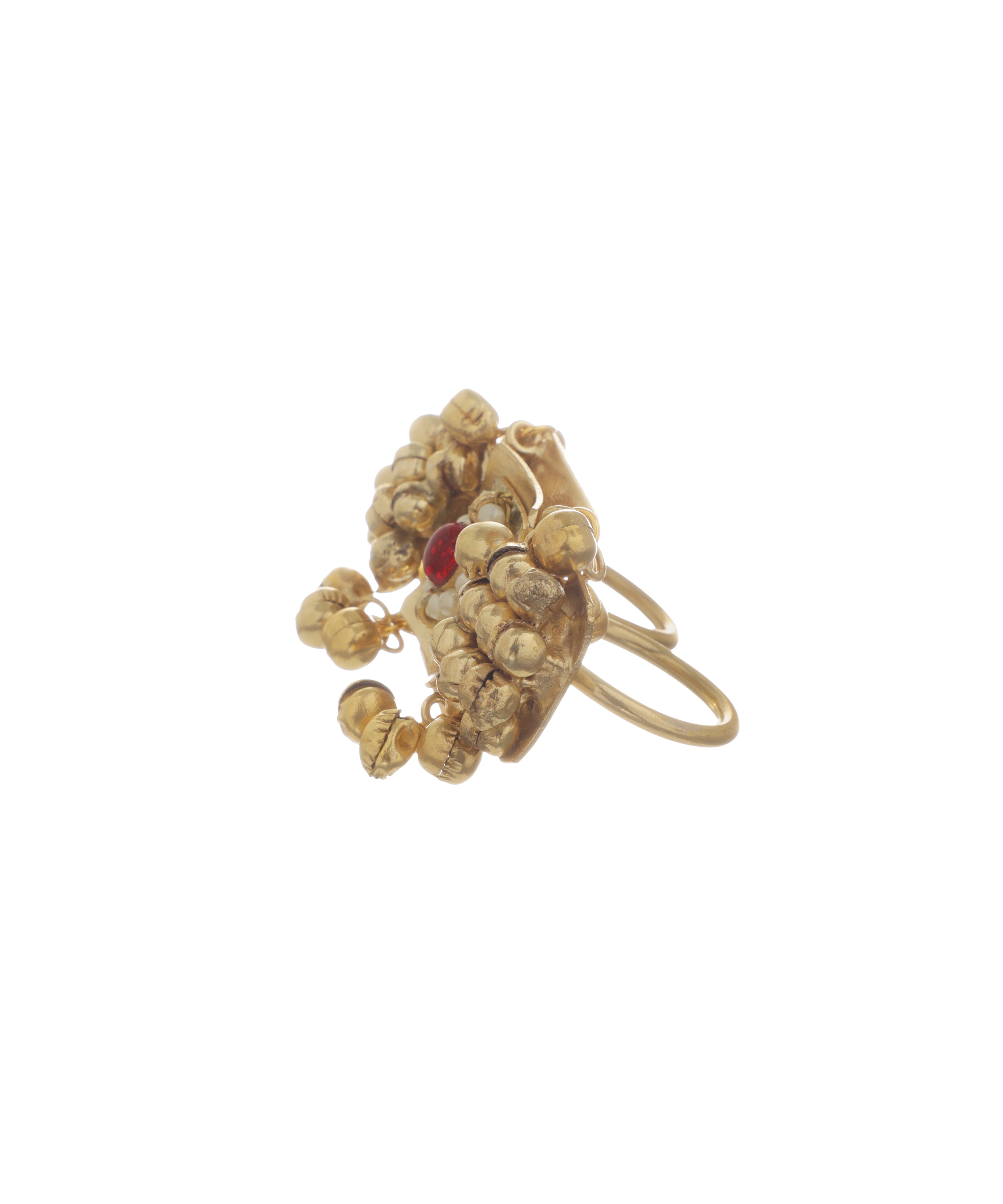 Statement Square Ethnic Double Finger Ring | Stylika