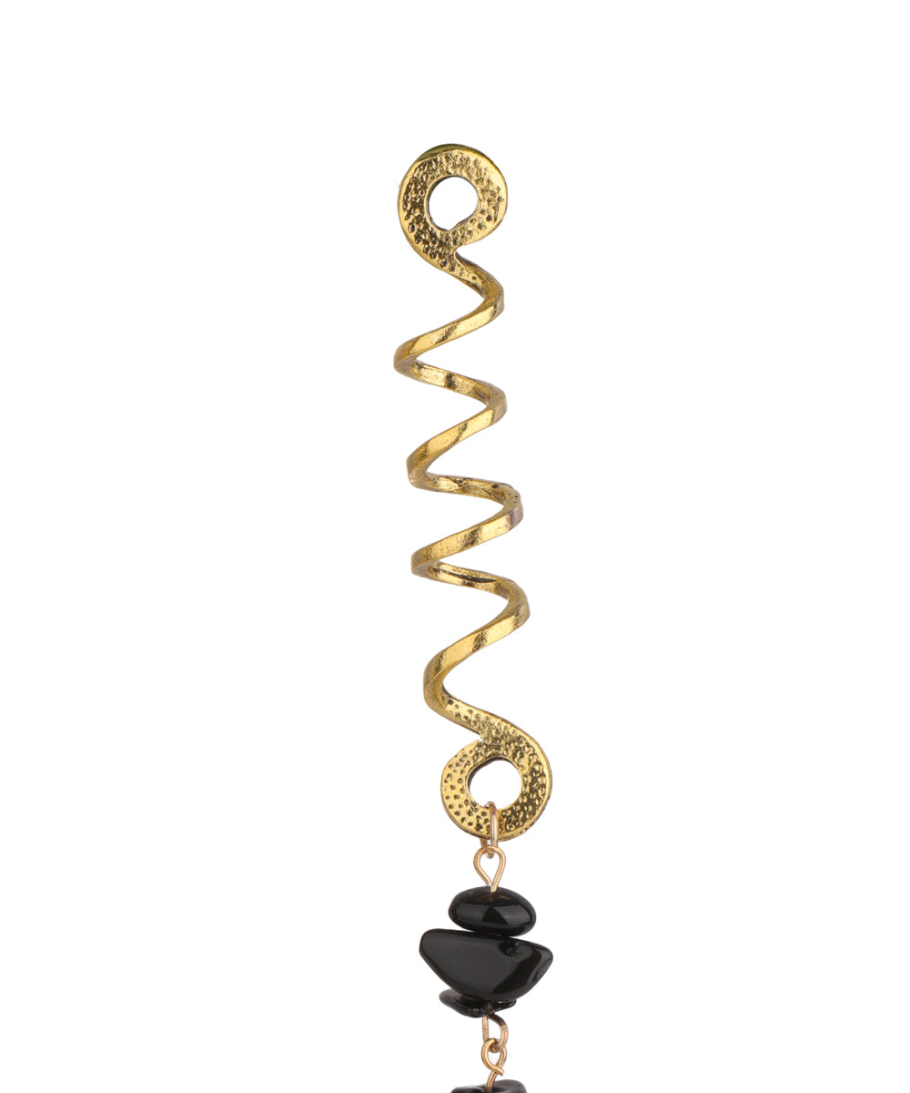 Long Spiral Black Stone Chip Hair Braidlet | Stylika