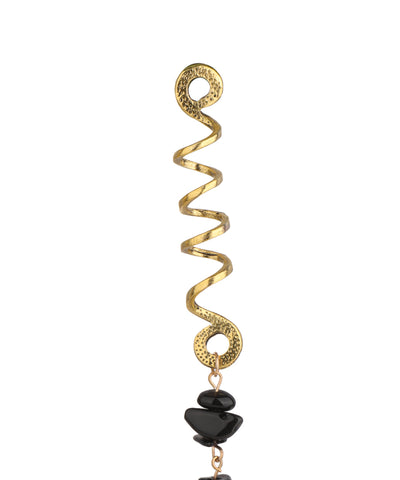 Long Spiral Black Stone Chip Hair Braidlet | Stylika