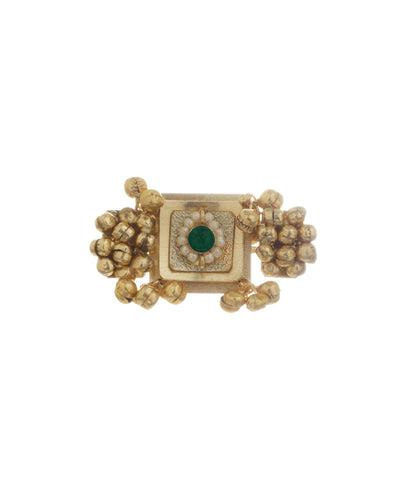 Statement Square Ethnic Double Finger Ring | Stylika