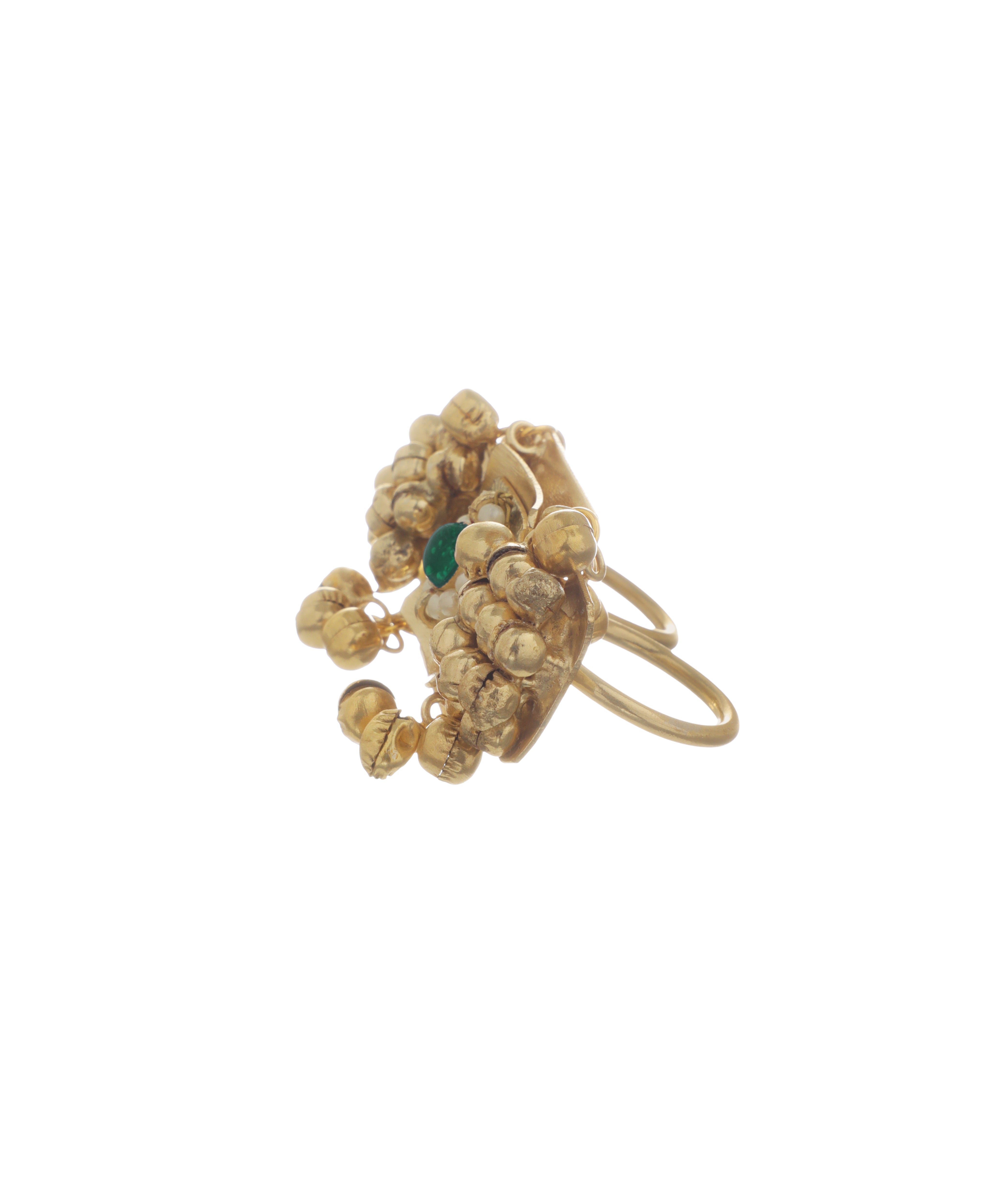 Statement Square Ethnic Double Finger Ring | Stylika