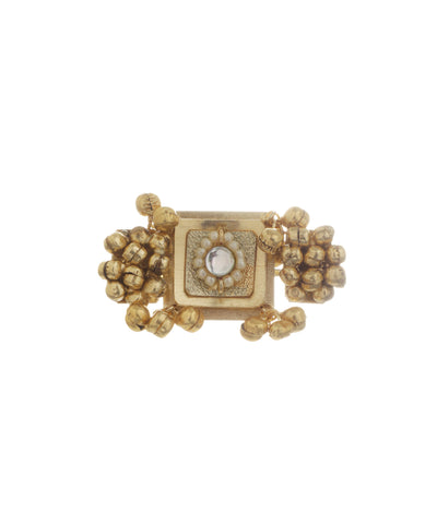 Statement Square Ethnic Double Finger Ring | Stylika