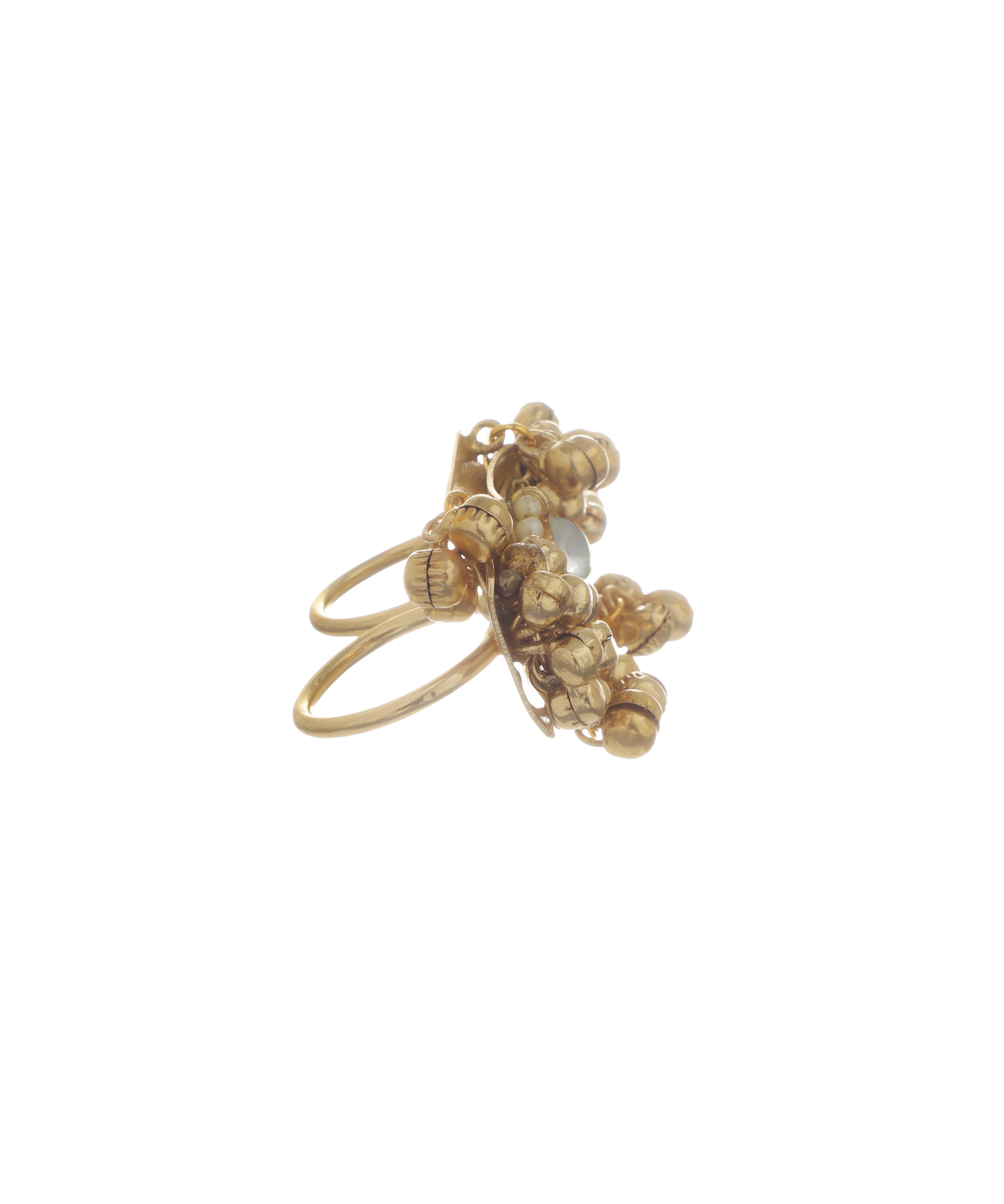 Statement Square Ethnic Double Finger Ring | Stylika