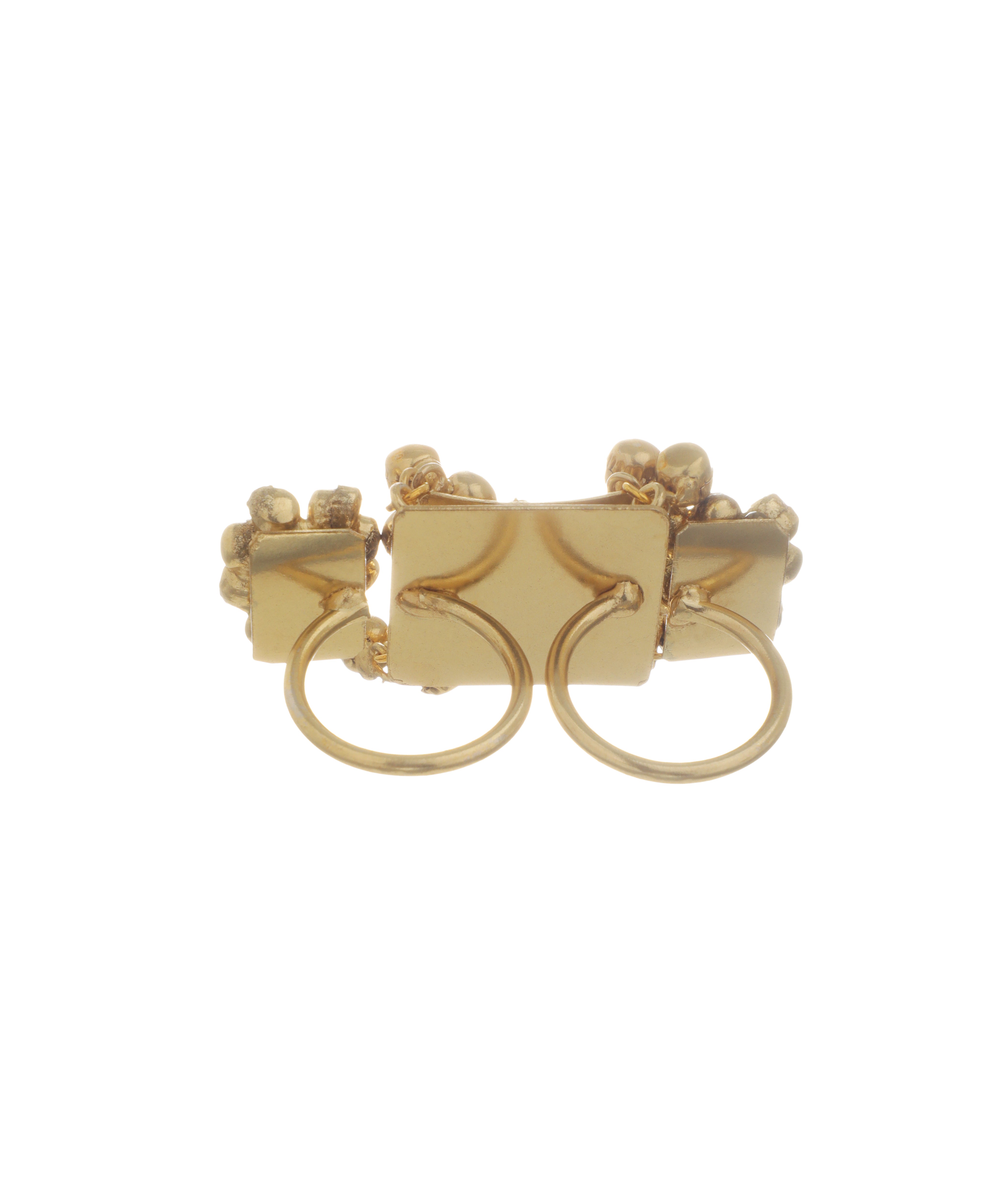 Statement Square Ethnic Double Finger Ring | Stylika