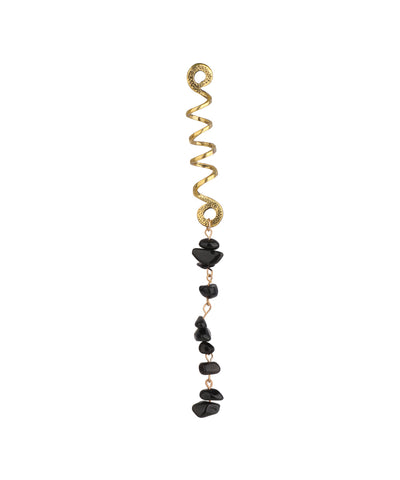 Long Spiral Black Stone Chip Hair Braidlet | Stylika