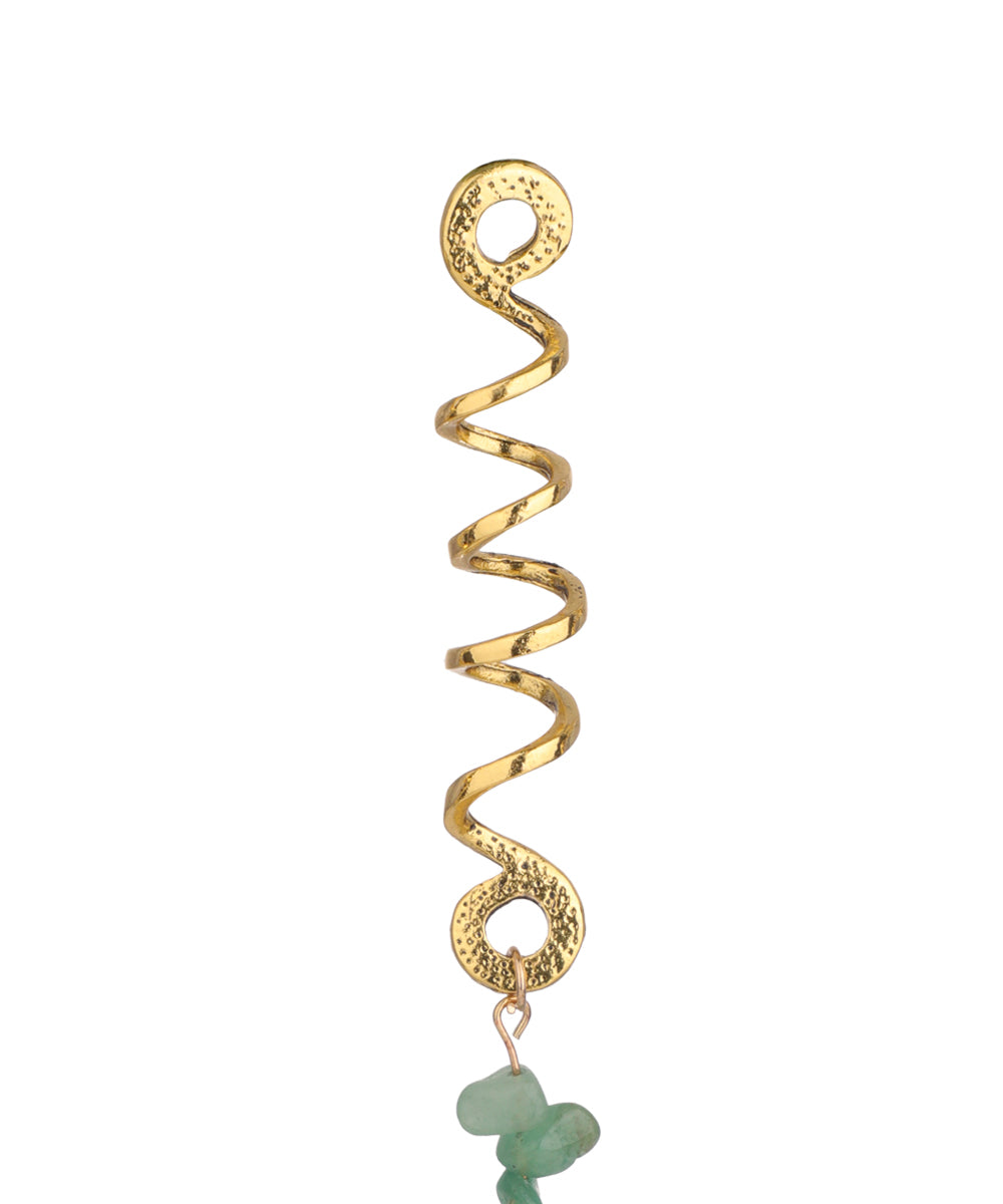 Long Spiral Matcha Stone Chip Hair Braidlet | Stylika
