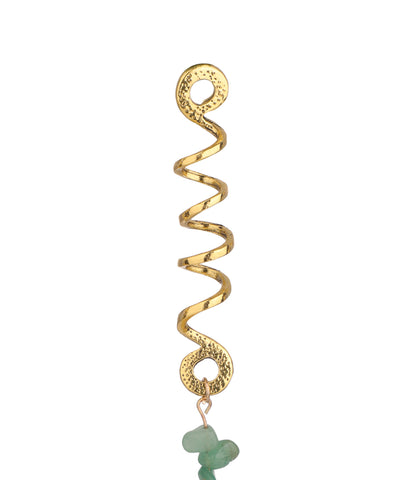 Long Spiral Matcha Stone Chip Hair Braidlet | Stylika