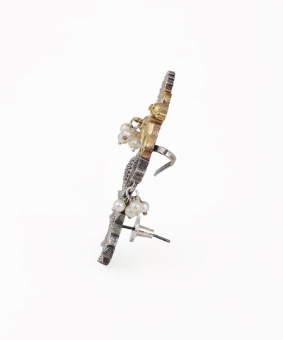 Traditional Oxidised Bull Floral Drop Earrings | Stylika
