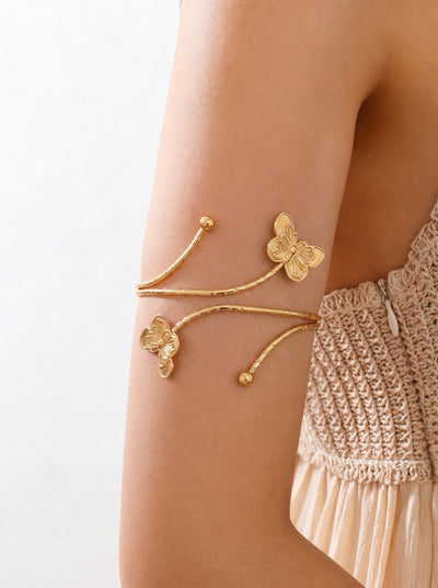Textured Wraparound Coil Butterfly Design Arm Cuff | Stylika