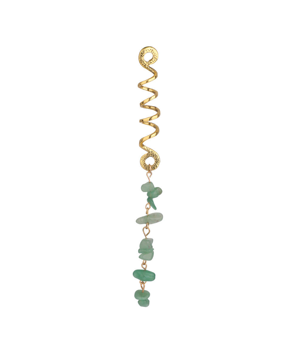 Long Spiral Matcha Stone Chip Hair Braidlet | Stylika