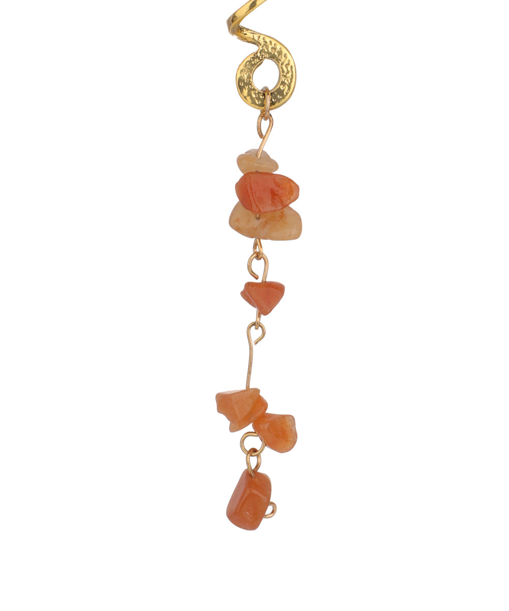 Long Spiral Orange Stone Chip Hair Braidlet | Stylika