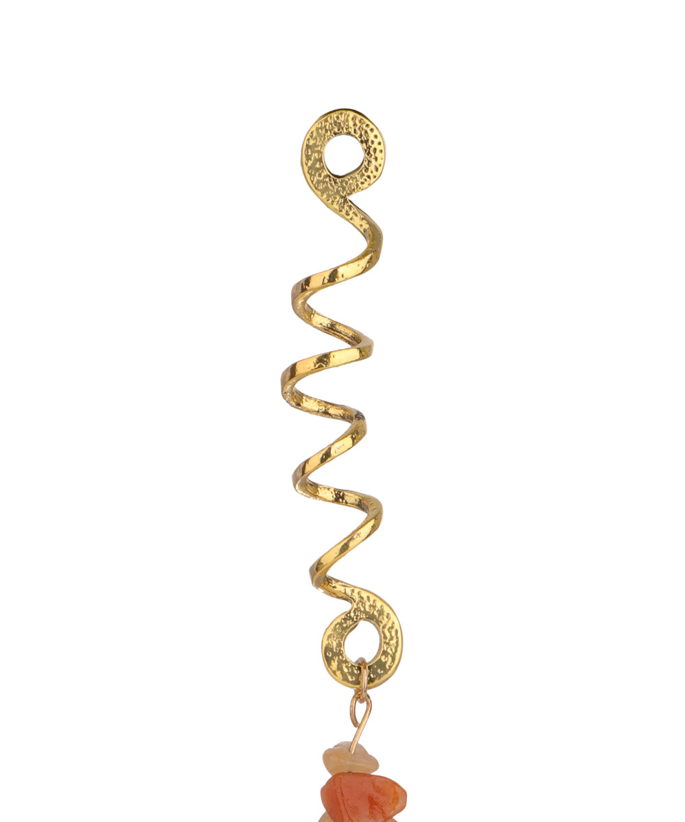 Long Spiral Orange Stone Chip Hair Braidlet | Stylika