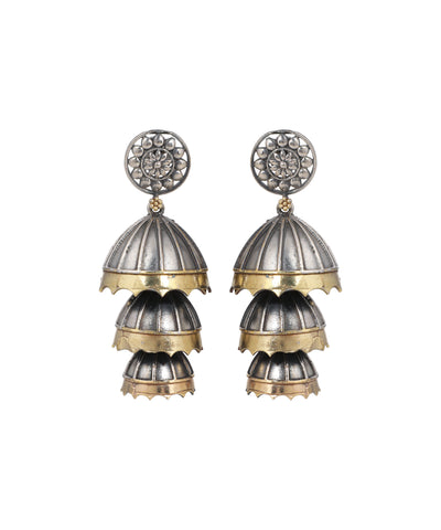 Signature Tiered Oxidised Jhumka Earrings for Women | Stylika