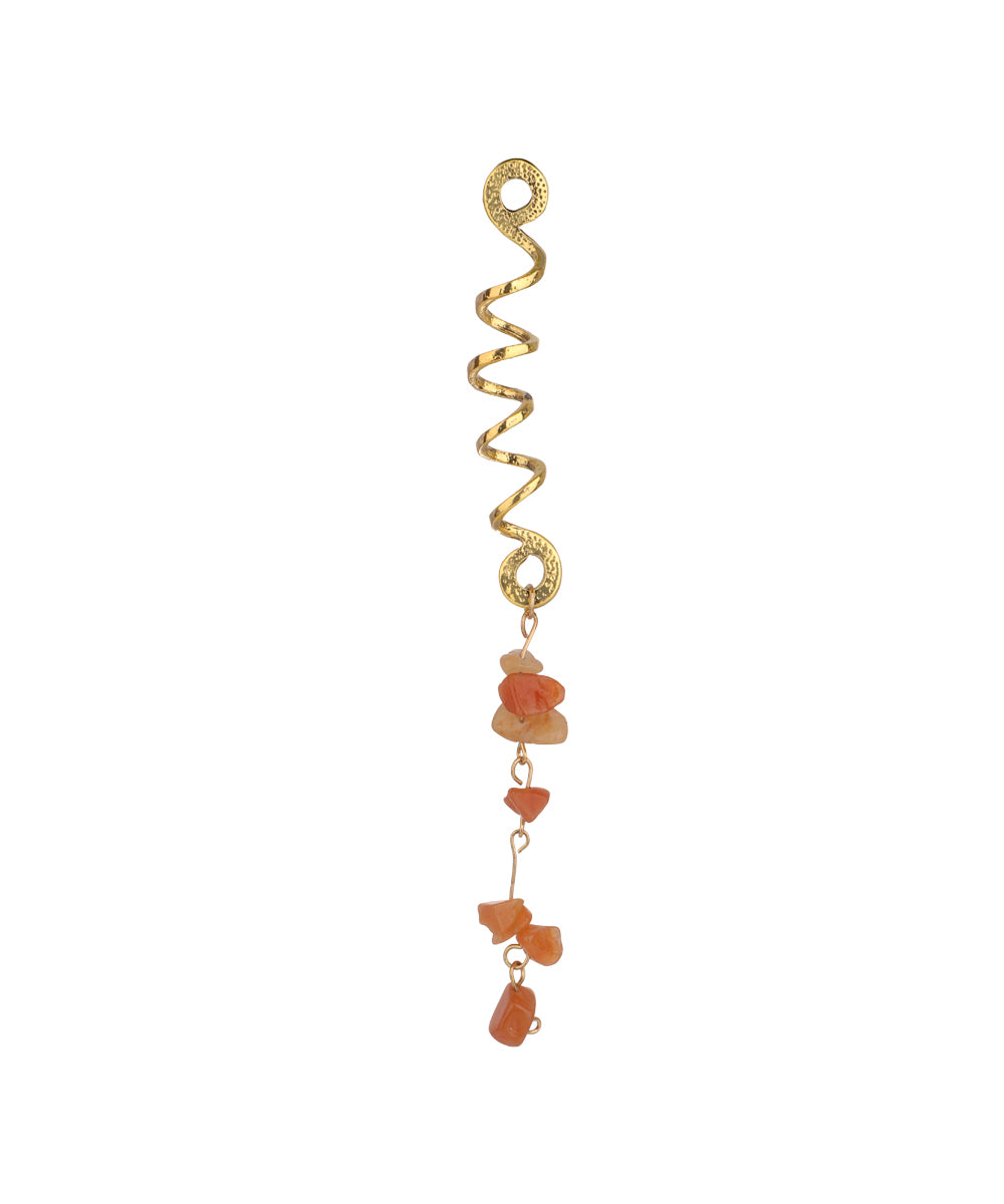 Long Spiral Orange Stone Chip Hair Braidlet | Stylika